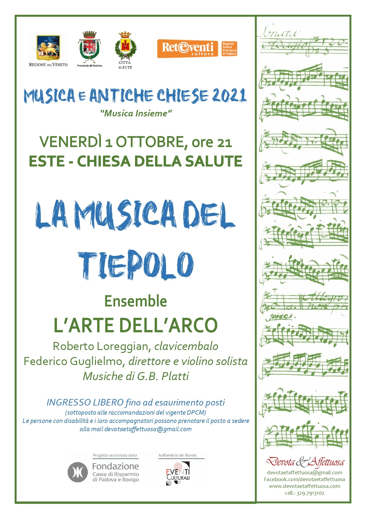 Musica e Antiche Chiese: "La musica del Tiepolo" venerdì 1 ottobre