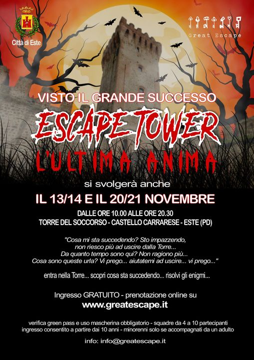 Torna Escape Tower "L'ultima anima" - 13/14 e 20/21 novembre 