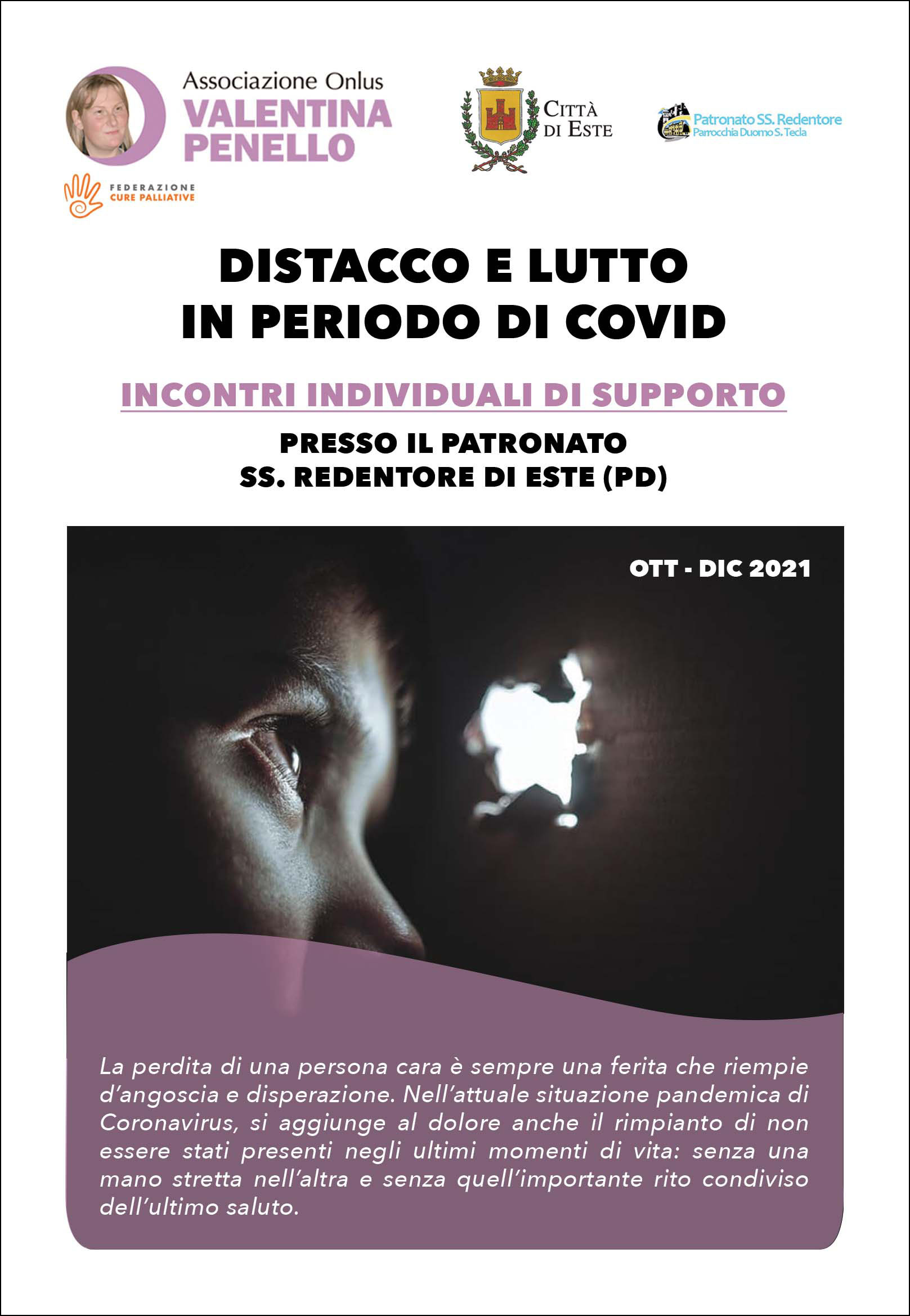 "Distacco e lutto in periodo di Covid" - Incontri individuali di supporto presso il Patronato SS. Redentore