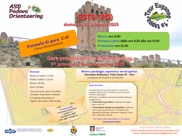 Orienteering a Este domenica 23 febbraio