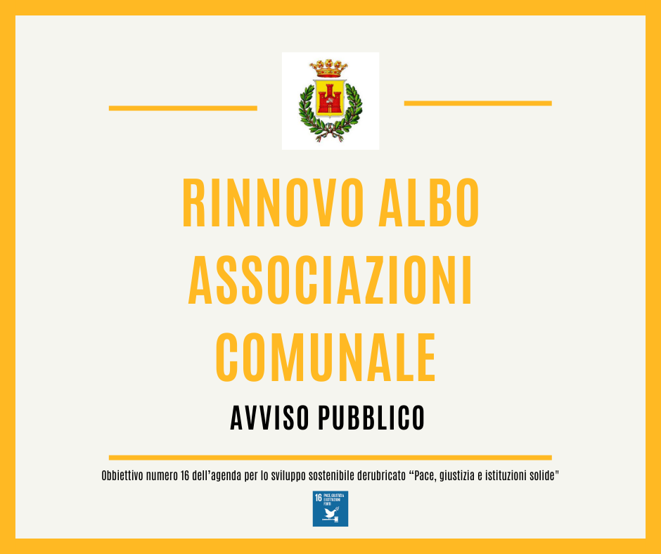 Avviso Pubblico: REVISIONE ALBO ASSOCIAZIONI COMUNALE