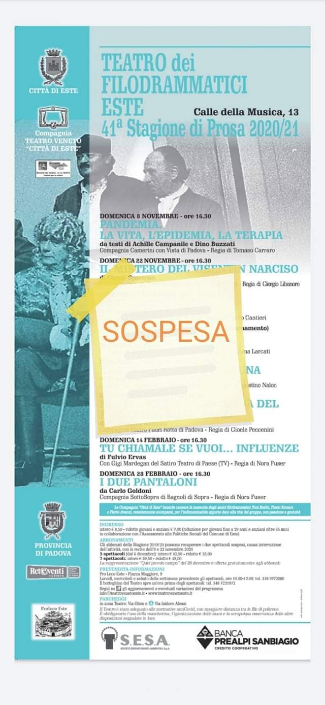 41^ Stagione di prosa del Teatro dei Filodrammatici di Este