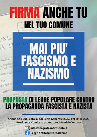 Proposta Di Legge Popolare Contro La Propaganda Fascista E Nazista Citta Di Este Culla Dei Veneti Antichi